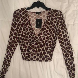 Sexy Burgundy - low cut crop top